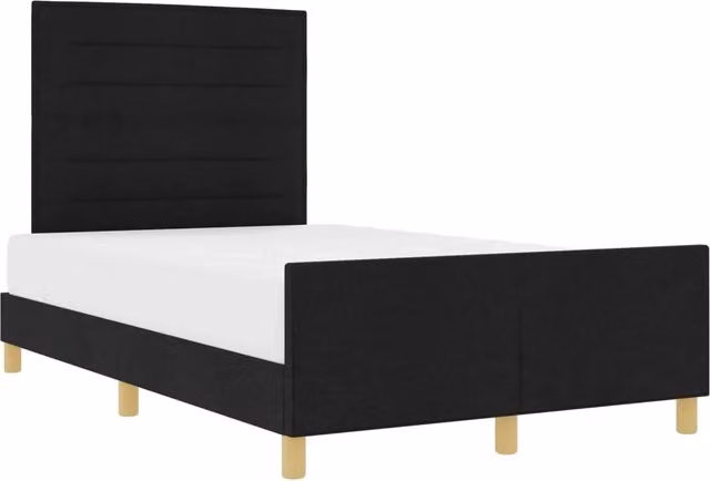 Letto matrimoniale | Letto per adulti | Struttura del letto con testiera Nero 140 x 190 cm Tessuto