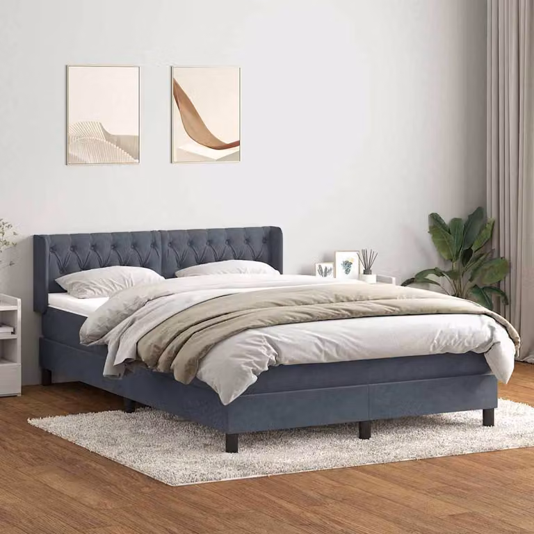Maison Exclusive - Letto box spring con materasso grigio scuro 160x210 cm velluto