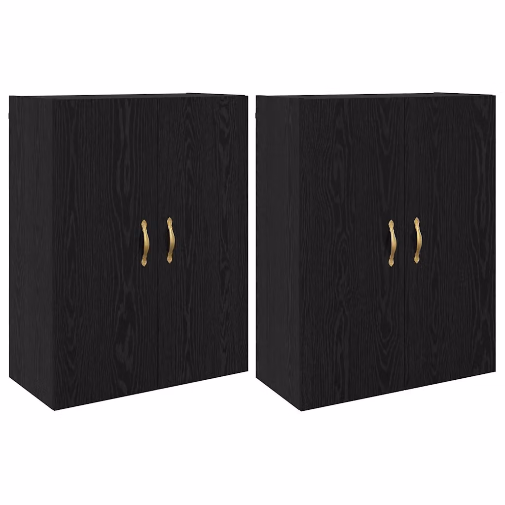 Set di 2 mobiletti a muro moderni vidaXL in rovere e nero con ante a battente L 69,5 x P 34 x H 90 cm – 2