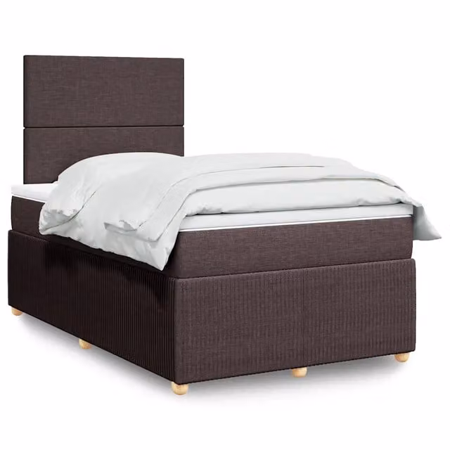 Letto con Giroletto a Molle e Materasso Ibrido vidaXL, Marrone e Bianco, L/P: 120 x 200 cm