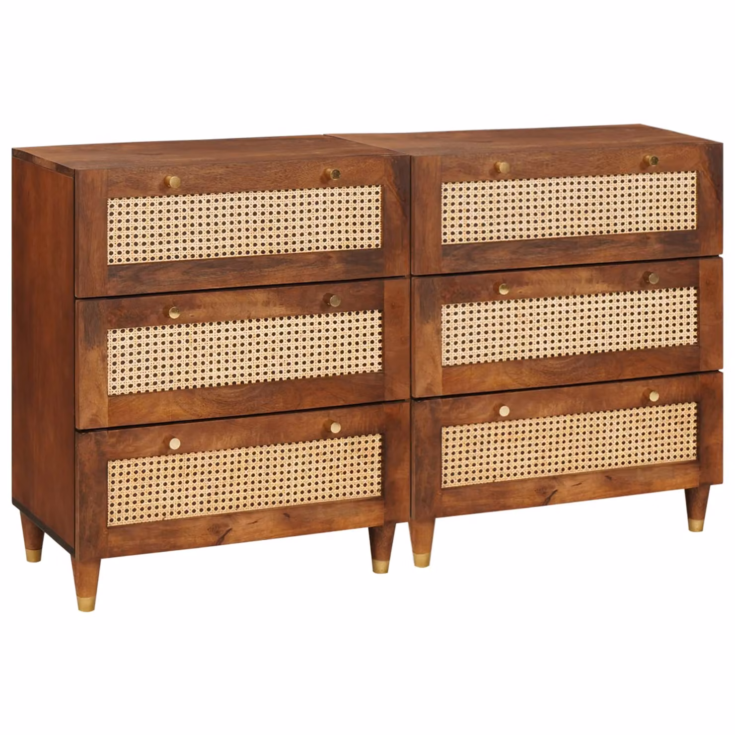 Set di 2 credenze moderne vidaXL in legno di mango massello marrone L/P/H: 60 x 33,5 x 75 cm – 1