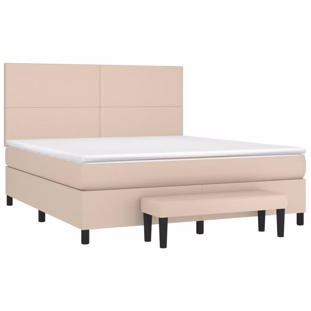 Materasso letto a molle cappuccino-marrone 180x200 cm in Pelle finta