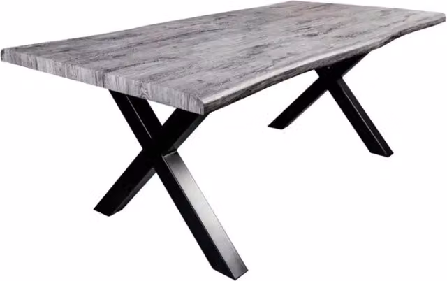 Tavolo da pranzo RIVET 180 cm in legno grigio e metallo nero
