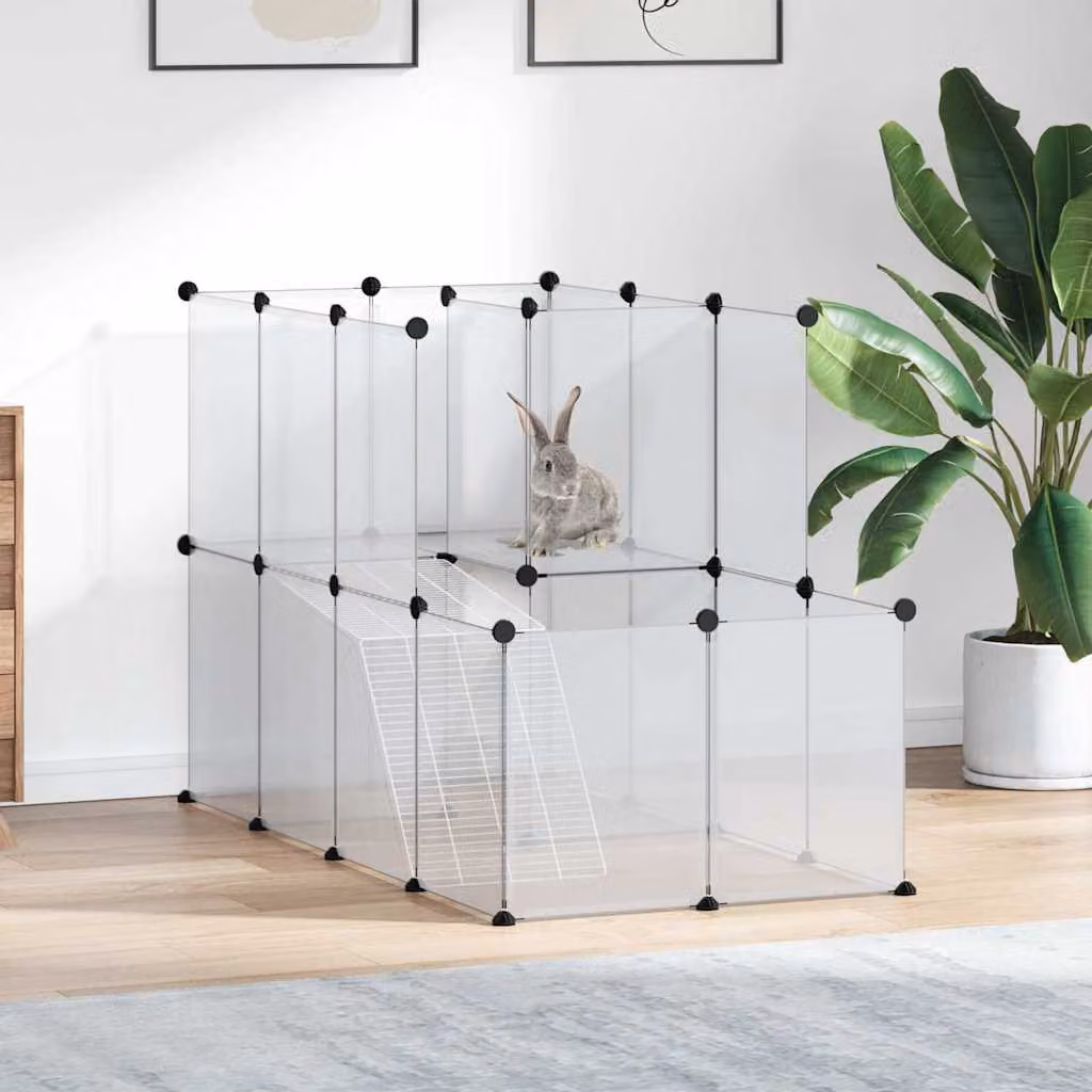 vidaXL Gabbia per Piccoli Animali Trasparente in Plastica e Acciaio L: 142 cm, P: 74 cm, H: 93 cm