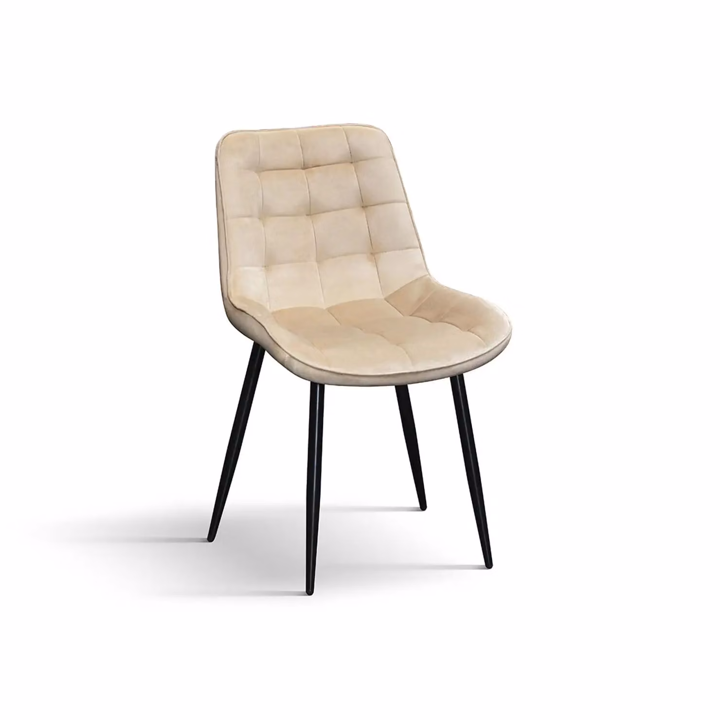 Set di 4 sedie BARCELLONA rivestite in velluto beige e gambe in metallo nero