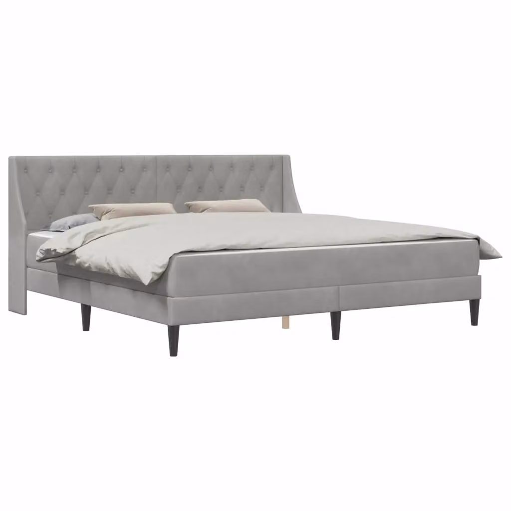 Letto imbottito moderno vidaXL in tessuto velluto grigio con materasso L/P/H: 200 x 200 x 28 cm – 2