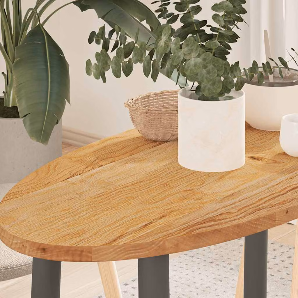Piano Tavolo Ovale in Rovere Massello vidaXL, Marrone Chiaro, L: 80 cm, P: 40 cm, H: 2 cm