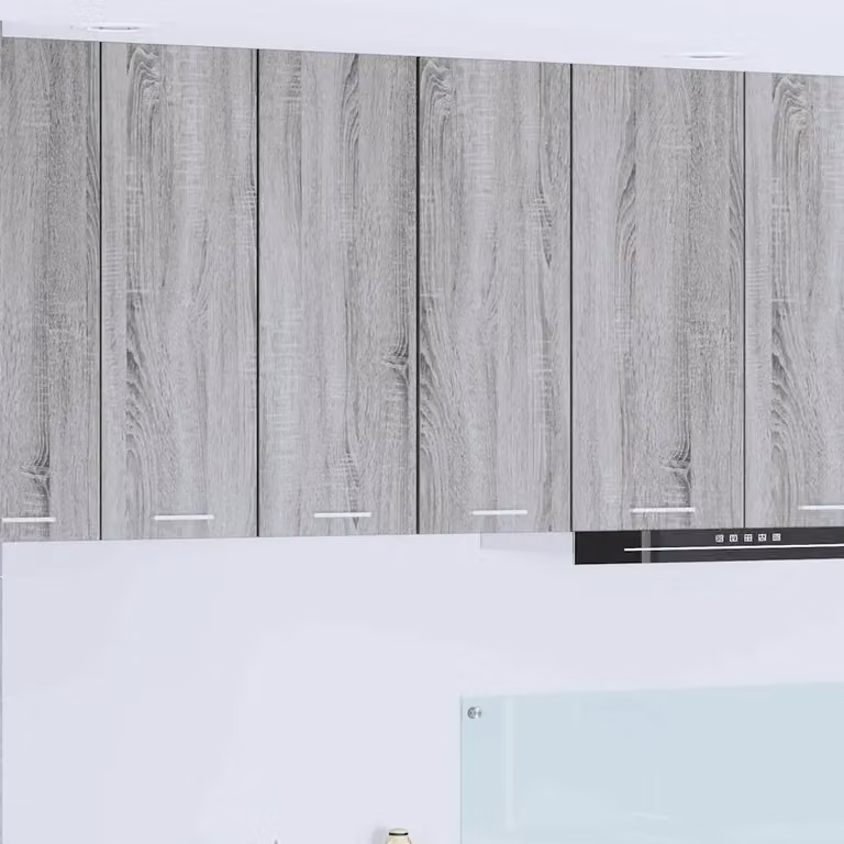 Set di 2 armadi pensili da cucina moderni vidaXL in MDF, colore Grigio e Bianco, L/P/H: 80 x 31 x 30 cm