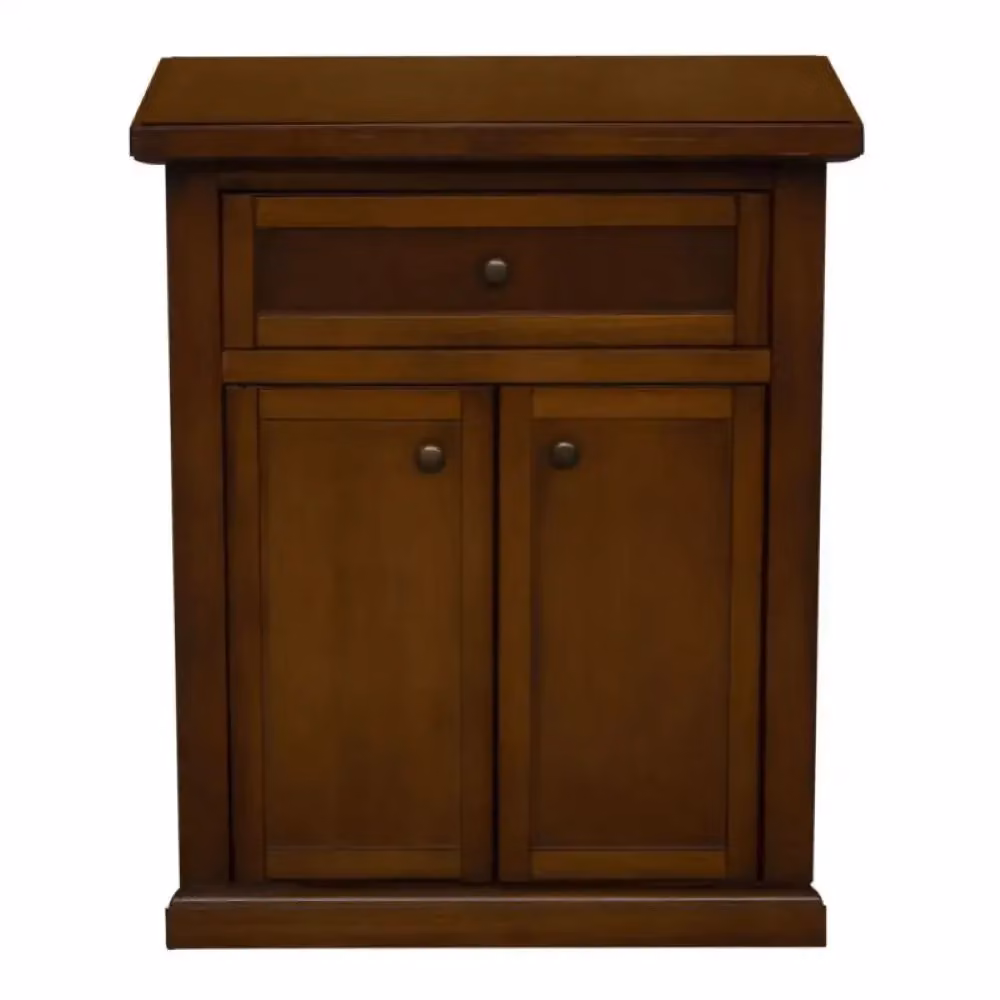 Mobiletto Shopinnovativo in legno noce lucido con 2 ante, 1 cassetto e vano giorno, L: 60 cm, P: 32 cm, H: 76 cm – 2
