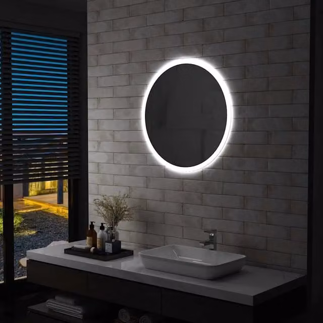 Specchio da bagno rotondo Design Mania con illuminazione LED, colore argento, diametro: 70 cm – 1