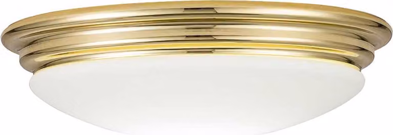 Plafoniera in metallo vetro GX53 IP44 Ø 35,6 cm in ottone lucido bianco rotondo 3000 K luce bianca calda 600 lm