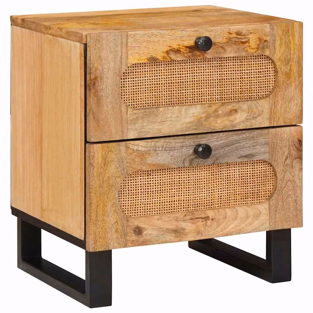 Armadio da notte con cassetto vidaXL in legno di mango naturale L 40 cm, P 33 cm, H 46 cm