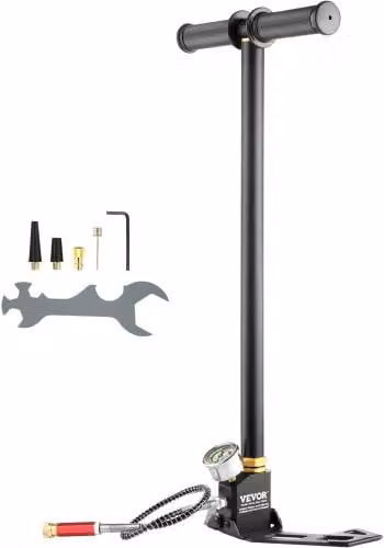 Pompa PCP VEVOR ad alta pressione 4500 PSI 0-30 MPa, pompa manuale a 3 stadi con raffreddamento ad acqua e staffa di ricarica, acciaio inossidabile, nero