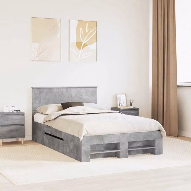 Struttura del letto con testiera Grigio cemento 120 x 200 cm 3408784