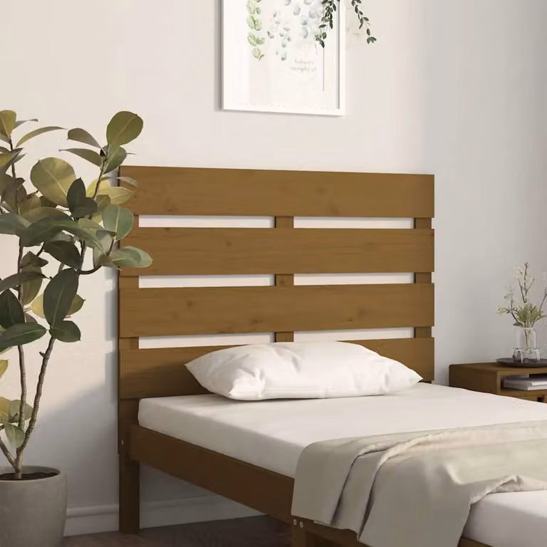 Testiera per letto vidaXL in legno massello di pino, colore marrone ambra, L 100 cm x H 80 cm x P 3 cm