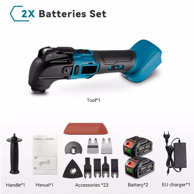 Multitool oscillante - Senza spazzole - Utensile multifunzione - Seghetto elettrico - Trimmer - Pala