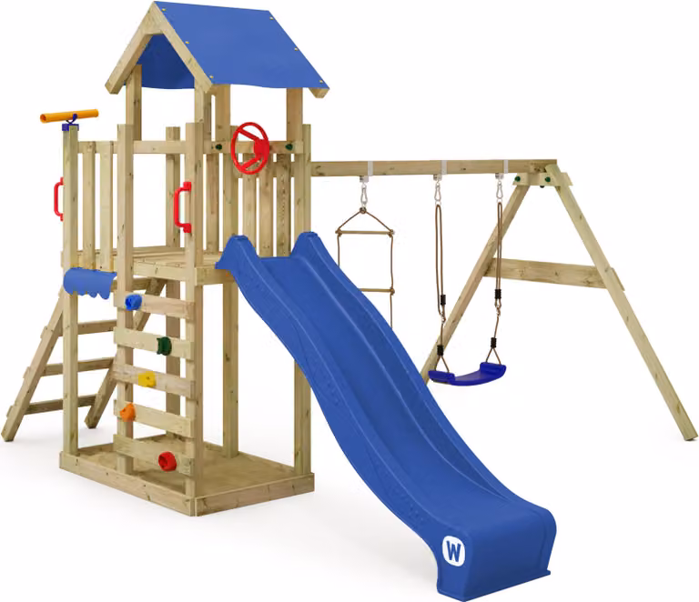 Torre da gioco Wickey MultiFlyer Light con altalena e scivolo, colore blu