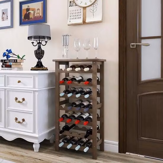 Scaffale porta vino e birra SMIBUY in bambù marrone per whisky e bottiglie L/P/H: 24 x 44,07 x 93,47 cm