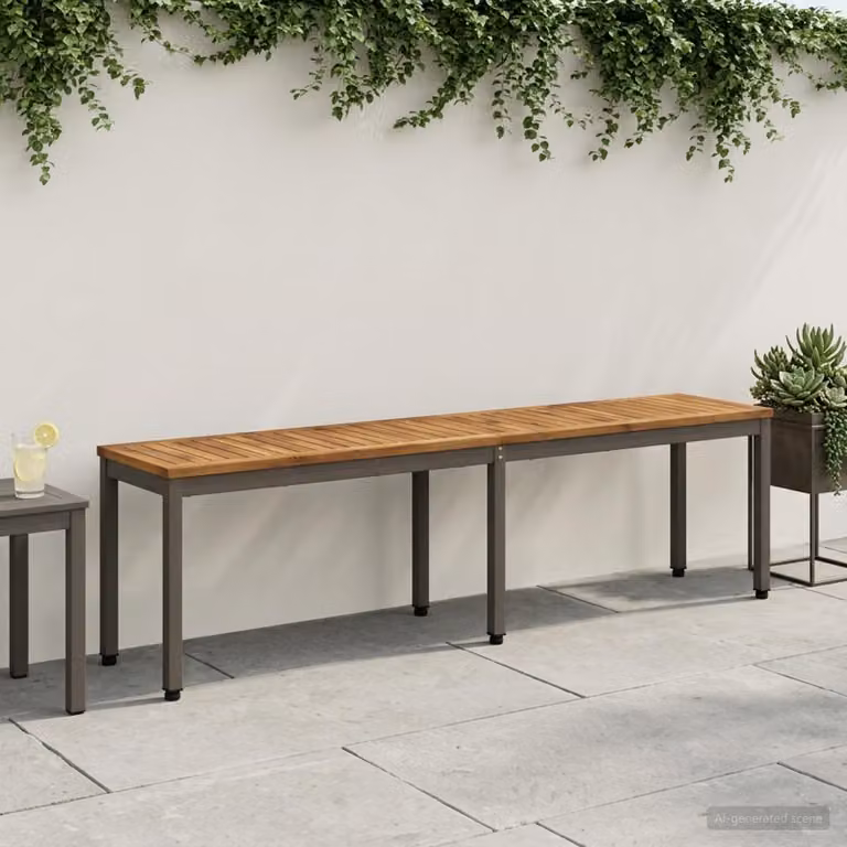 Panchina da giardino vidaXL in legno di acacia marrone L: 161 cm, P: 35 cm, H: 45 cm