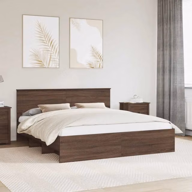 Struttura del letto con testiera Rovere Marrone 200 x 200 cm 3408822