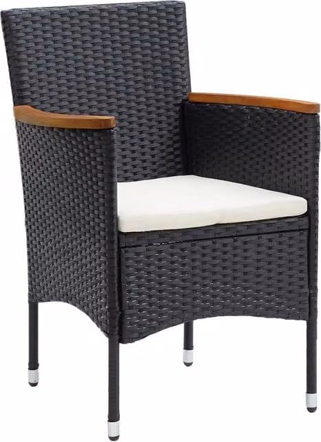Set di 4 sedie da giardino vidaXL in polyrattan nero con cuscini e braccioli per terrazzo e balcone