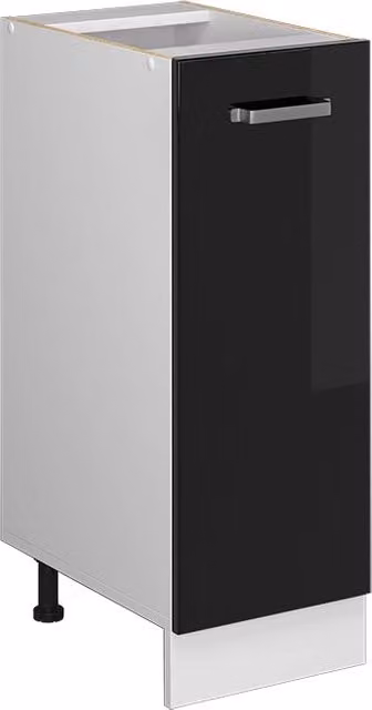 Armadio dispensa da cucina Vicco R-Line moderno con ante a battente, finitura lucida, colori nero, bianco e grigio, L: 30 cm, H: 81.6 cm, P: 46 cm – 1