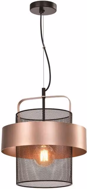 Lampada a sospensione Candellux FIBA in metallo nera e rosa con diametro 30 cm e attacco E27 – 1