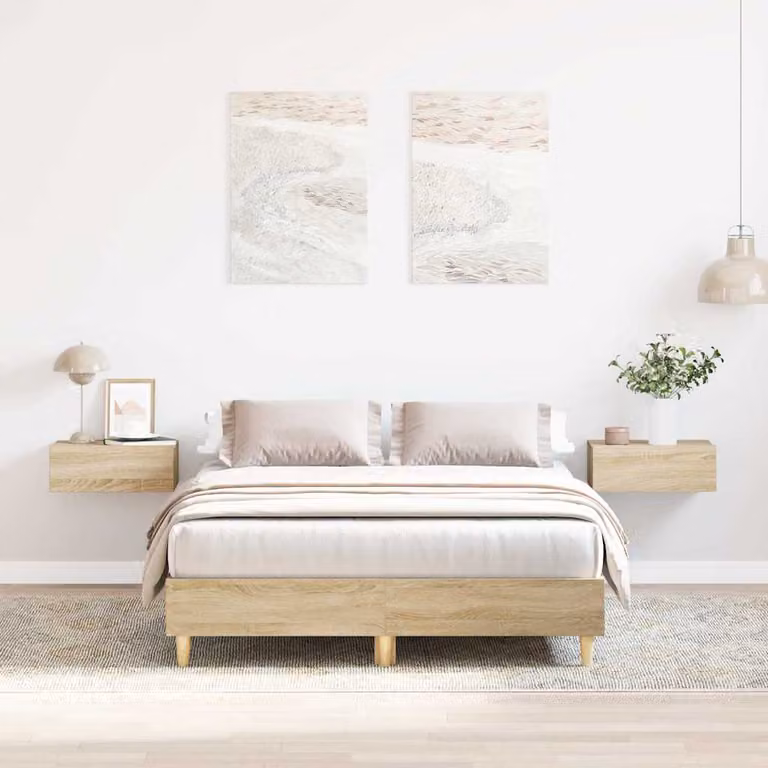 Giroletto vidaXL in Rovere Sonoma e materiali misti con doghe in legno, L/P: 120 x 200 cm