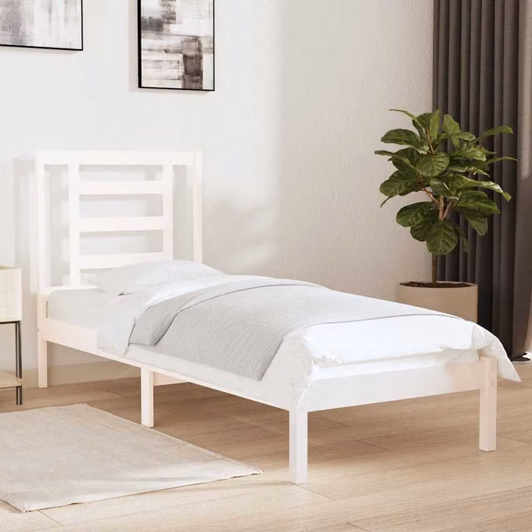 vidaXL Giroletto Single in Legno di Pino Massello Bianco L: 80,5 cm x P: 195,5 cm
