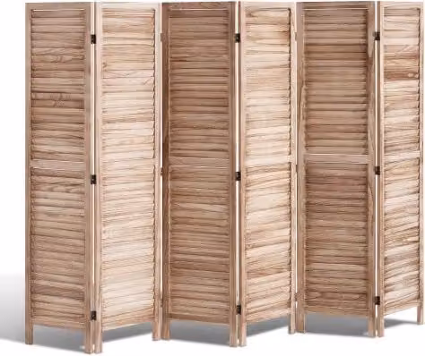 Divisorio Pieghevole in Legno VEVOR a 6 Pannelli, Separatore per Ambienti e Privacy, Colore Marrone, Altezza: 170 cm