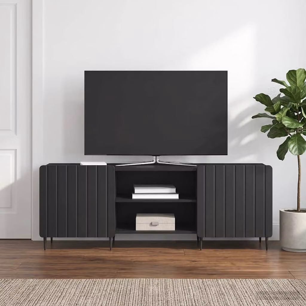 Mobile TV vidaXL Nero in Legno e Metallo L: 150 cm, P: 31 cm, H: 52 cm