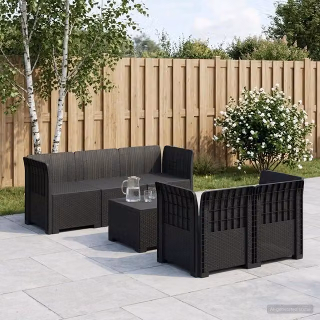 Divano da Giardino 5 Posti Stile Rattan PP Antracite 3443886