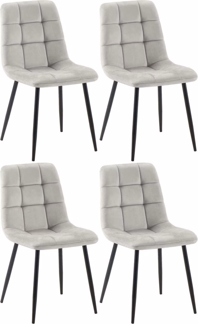 set di 4 sedie da pranzo - sedie da pranzo - posizione di seduta comoda, facile da pulire | Colore: Grigio | Materiale: Morbido