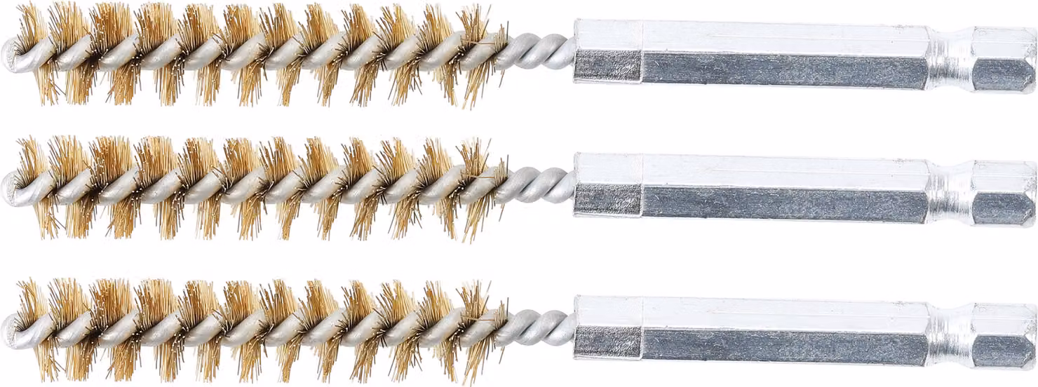 BGS spazzola in ottone 10 mm esagono esterno 6,3 mm (1/4") 3 pezzi - 3078-10-M