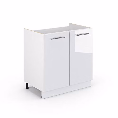 Vicco Mobile lavello cucina Fame-Line, Bianco lucido, 80 cm
