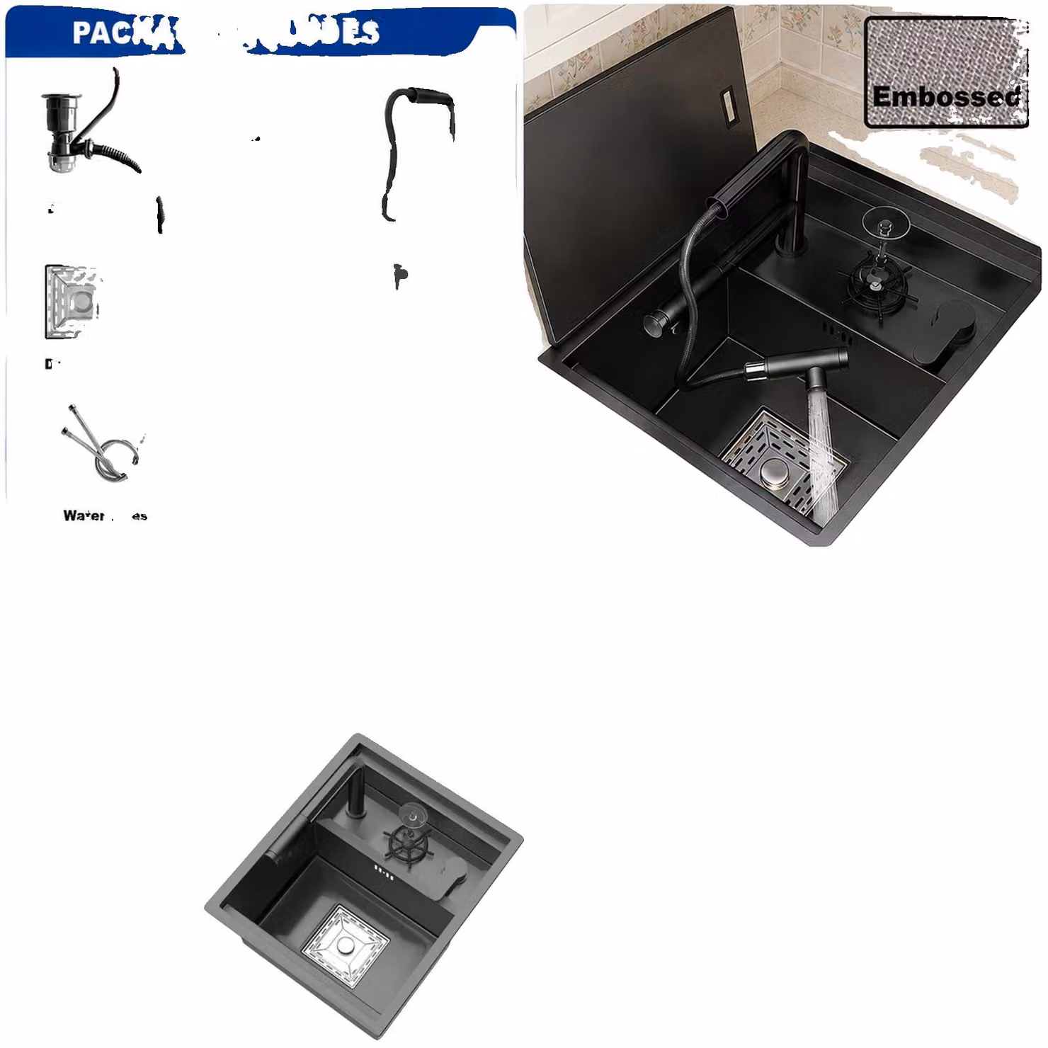 Lavello da cucina, acciaio inossidabile, vasca singola, modello 4538CM-XE