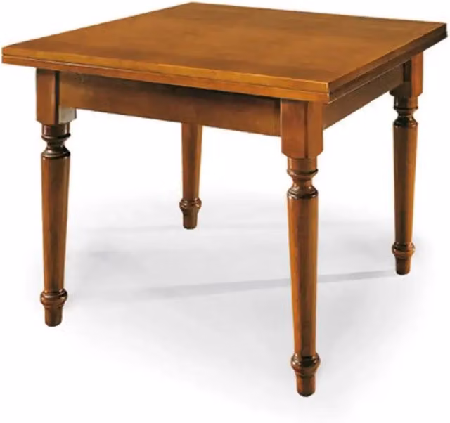 Tavolo classico allungabile a libro fino 200 cm con gambe tornite in legno con rifinitura in noce 100x100x78 H