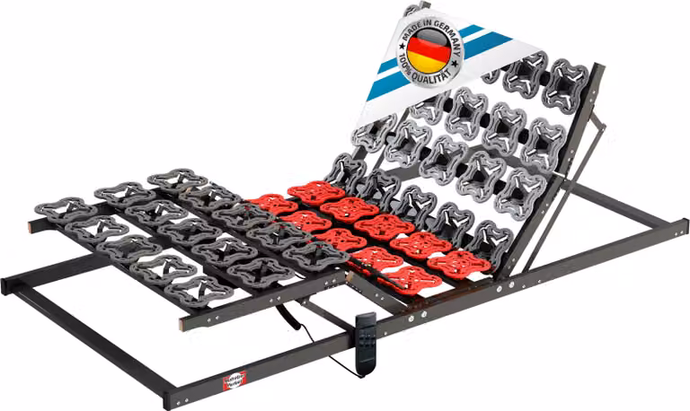 Telaio elettrico a doghe 80x200 cm - TerraMed T-Flex, 55 moduli di piastre, 5 zone, abbassamento di emergenza