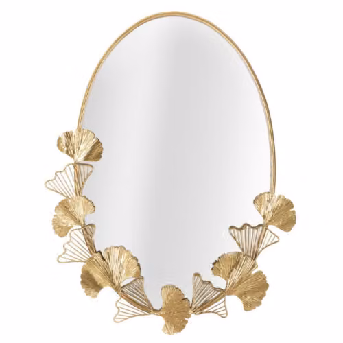 Specchio Little Leaf Mauro Ferretti ovale con foglie dorate