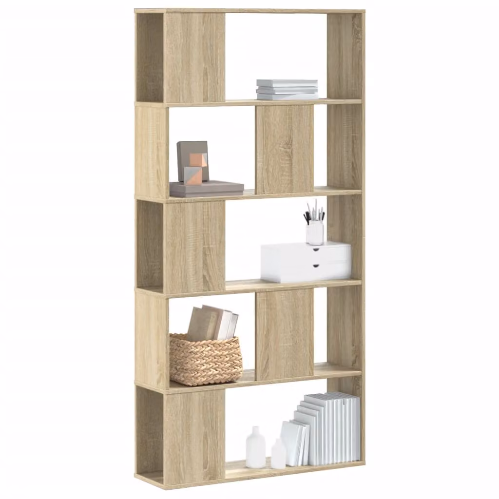 Libreria moderna vidaXL con 5 ripiani in legno color rovere, L: 80,5 cm, P: 23,5 cm, H: 162,5 cm