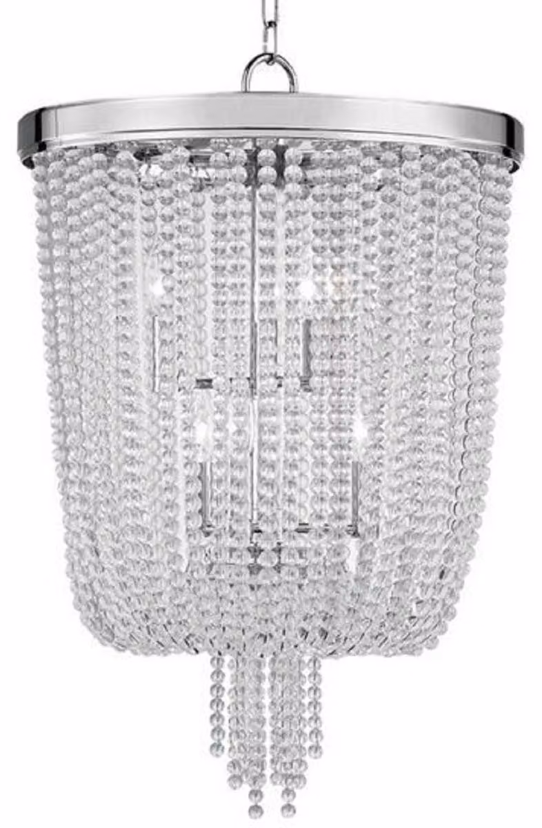 Casa Padrino, lampada a sospensione in argento Ø 46,4 x H. 70,5 cm - Lampada a sospensione rotonda con vetro di cristallo
