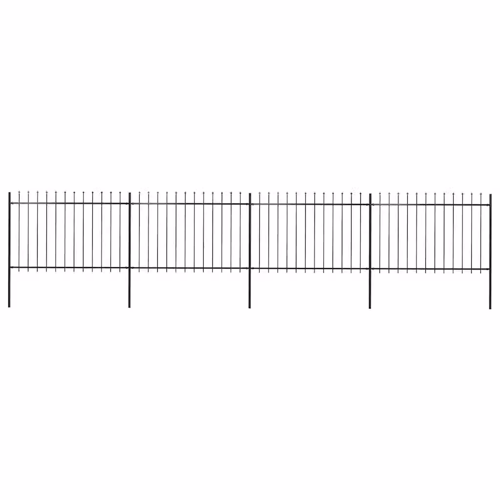 Recinzione da giardino vidaXL in acciaio con punta a lancia, colore nero, L: 671 cm, H: 120 cm