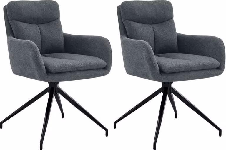 set di 2 sedie da pranzo girevoli - sedie da cucina - comfort in tessuto di alta qualità | colore: grigio scuro