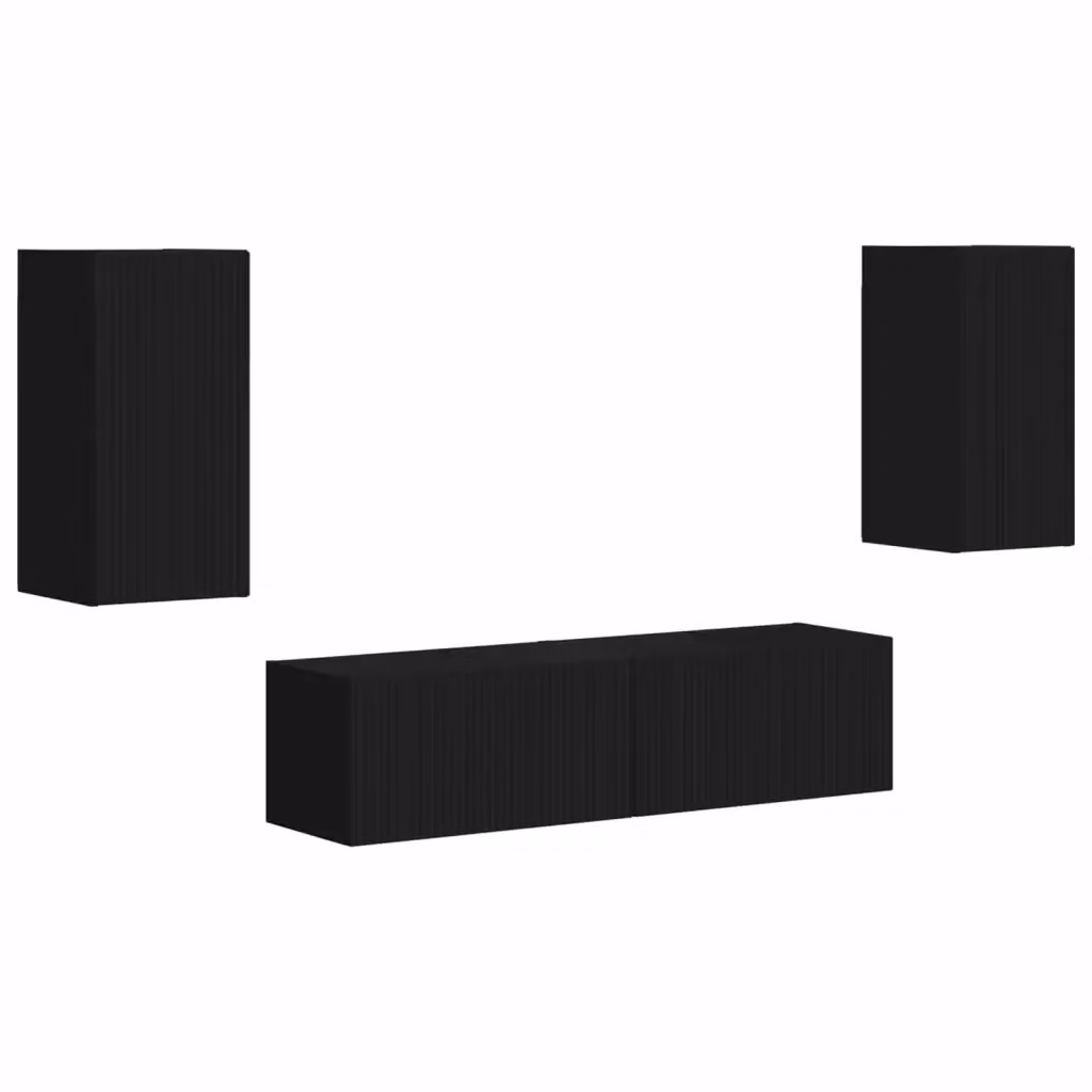Set mobile TV moderno vidaXL in 4 pezzi nero opaco con legno MDF per soggiorno – 2