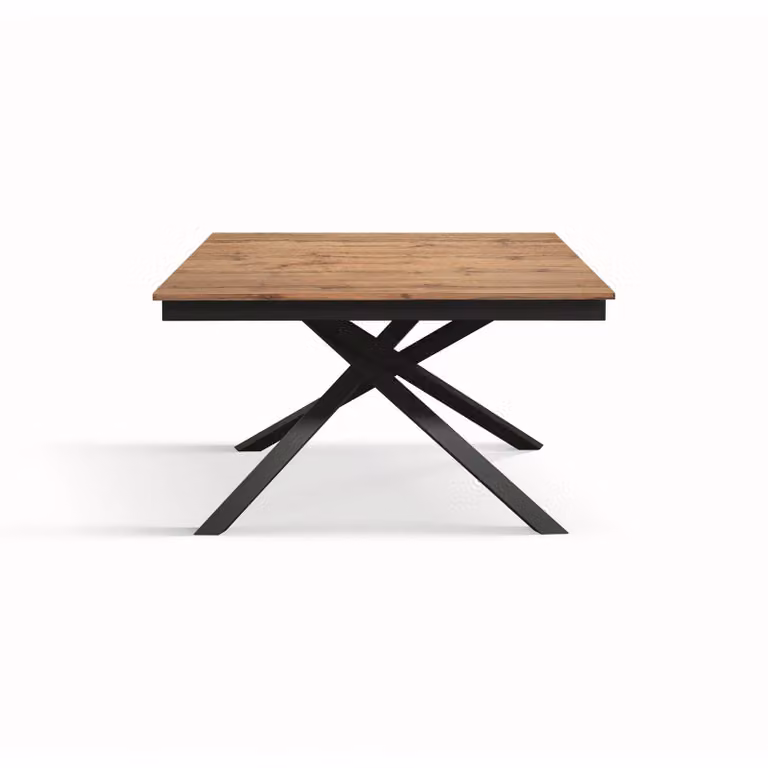 Tavolo VOLPAIA in legno, finitura rovere rustico e base in metallo verniciato antracite, allungabile 120×80 cm – 170×80 cm