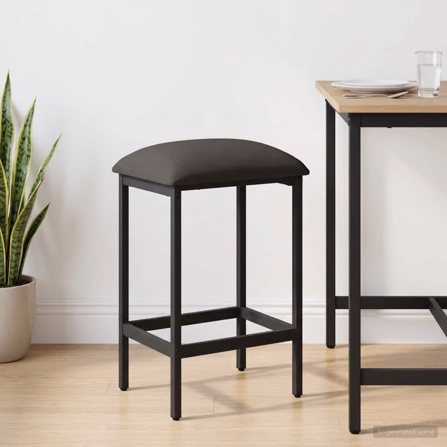 Sgabello da bar moderno vidaXL in tessuto grigio e nero con struttura in metallo L/P/H: 40 x 32 x 74 cm