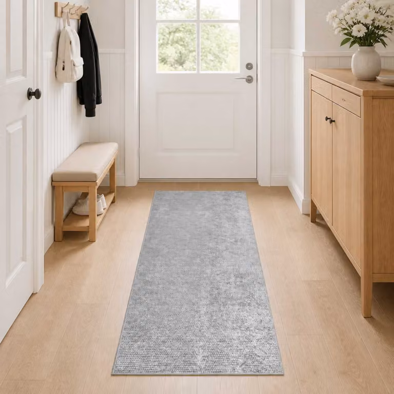 vidaXL Tappeto Grigio 100 x 300 cm 100% Poliestere 3 mm Lavabile