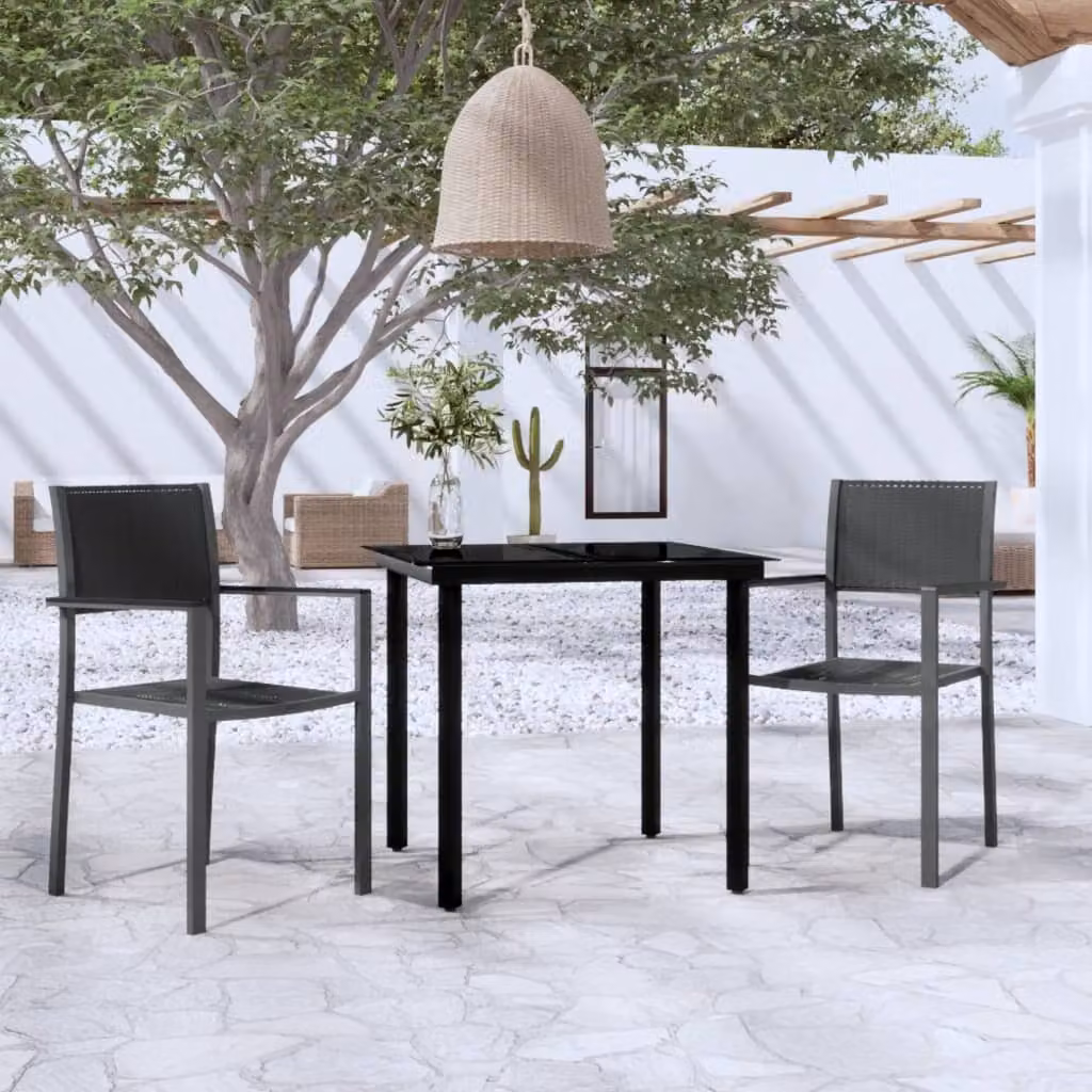 Maison Exclusive - Set da pranzo da giardino 3 pezzi nero
