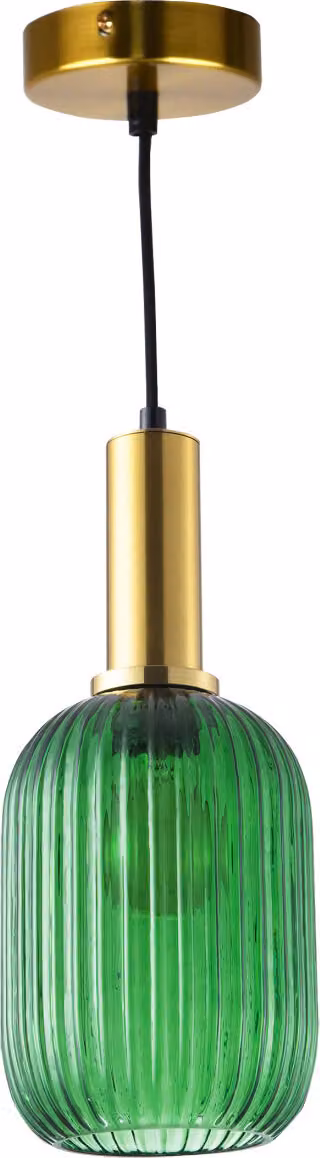 Lampada a sospensione SUFFOLK verde e oro 1xE27x20W in vetro, dimensioni: 100x15x15 cm, IP20, Polux