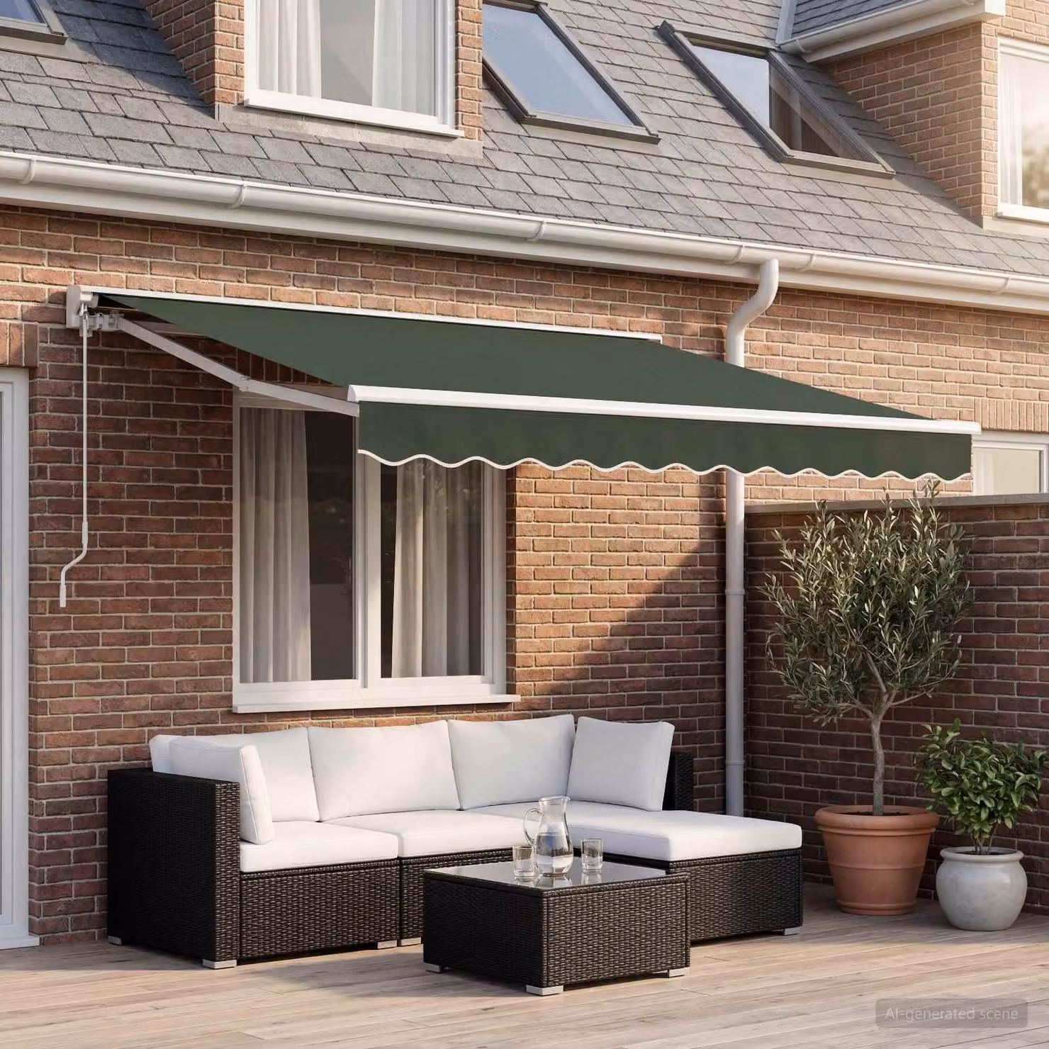 Telo di ricambio per tenda da sole vidaXL in poliestere, Verde Scuro, 5 x 3 m